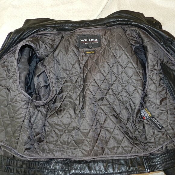 Wilsons Leather Vintage Black Leather Thinsulate Bomber Jacket Men's Size Medium - Picture 9 of 15